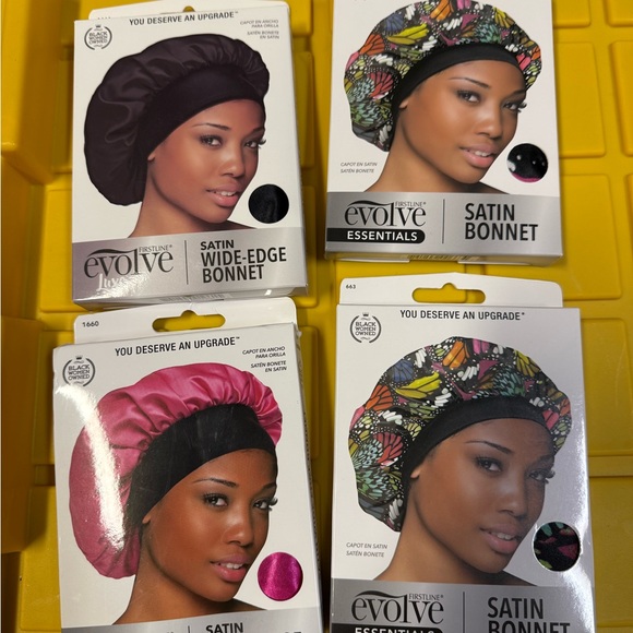 4pk -Evolve Satin Bonnet Collection - Black, Pink, Multicolor Bundle - Picture 2 of 3